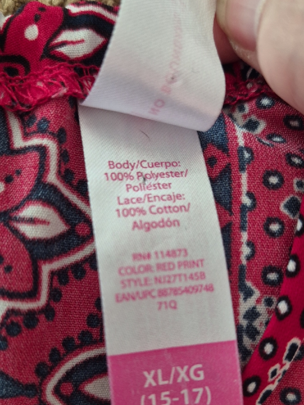 💐Cute No Boundaries Red White & Blue Tank Top with Lace Fringe Jr Sz XL (15-17) - Picture 7 of 7